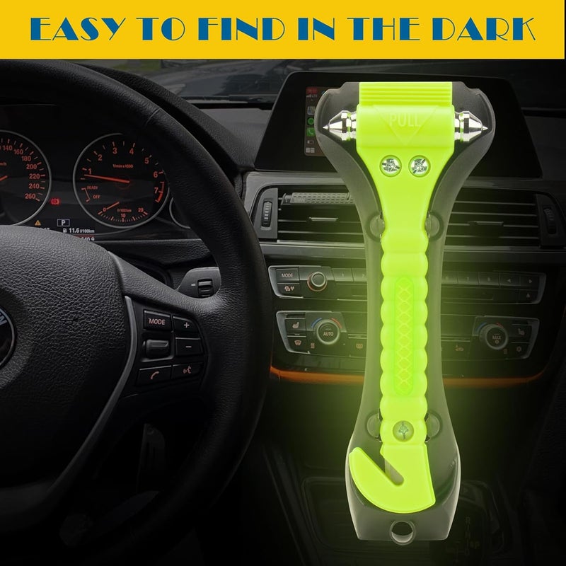 Cleverool Store Car Safety Hammer Window Breaker, 2-in-1 Emergency Escape Tool with Seat Belt Cutter for Women, 4 Pack Fluorescent Green Safety Escape Hammer for Car, Family - Image 2